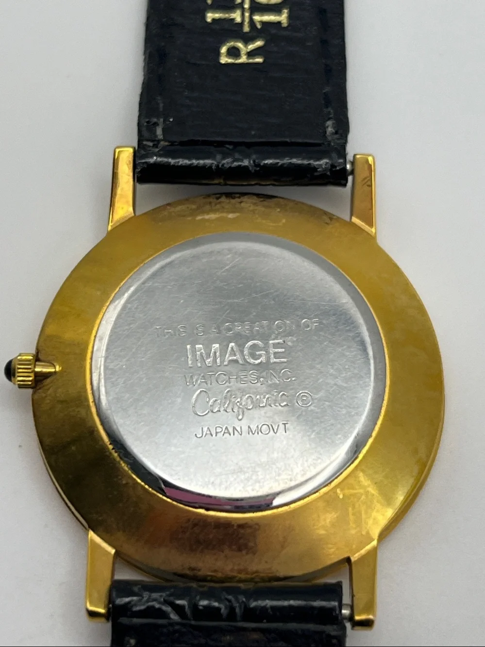 Men's Pacific Pride Gold Case Black Leather Strap Watch
